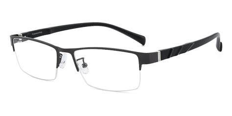Horatio Rectangle Gunmetal Semi-Rimless Metal Eyeglasses | GlassesShop