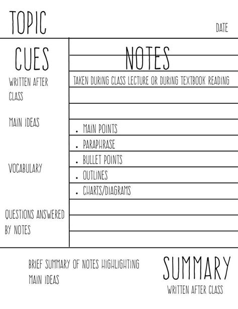 Image result for Cornell Notes Math Template