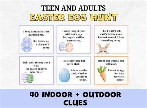 Easter scavenger hunt for adults and teens easter egg hunt riddles indoor and outdoor treasure ...