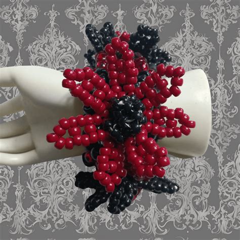 Gothic kandi Cuff Red and Black flowers : r/kandi
