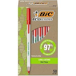 Bic(R) Ecolutions Round Stic Ball Pens Medium Point 1.0Mm 74% Recycled ...