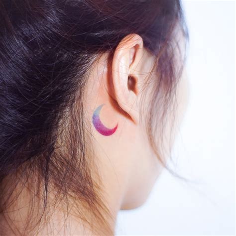 Moon Tattoo Behind Ear