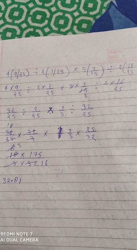 4 whole 9/25 ÷ 2 whole 1/25 ) ×5 whole 7/15 ÷ 2 whole 10/25 step by ...