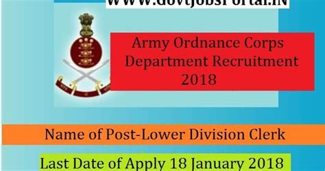 Army Ordnance Corps Recruitment 2018– 818 Lower Division Clerk ...