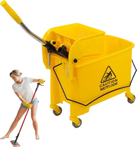 Amazon.com: Mop Bucket & Side Wringer Combo, Janitorial Cart Spring ...