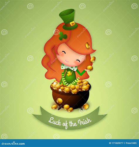 March 17 St. Patrick`s Day Luck of the Irish Illustration Red Haired ...