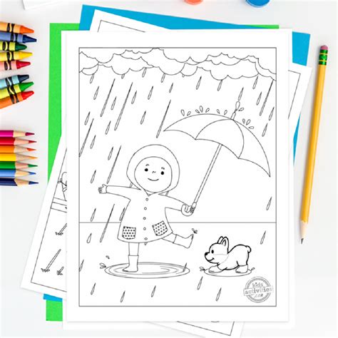 Rainy Day Colouring Pages