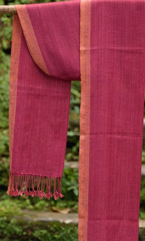 Avani | Autumn Blaze Eri Silk & Merino Wool stole| Maroon with Orange ...