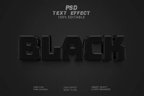 3d black editable text style effect | Premium PSD