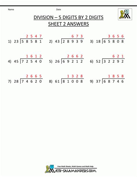 Image result for 5th Grade Math Worksheets Printable Long Division