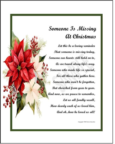 Christmas Remembrance Poem, Christmas Memorial Verse, Loss of Husband ...