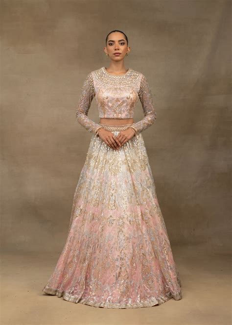 Blush Pink and Ivory Ombre Embroidered Lehenga Set – Suneet Varma