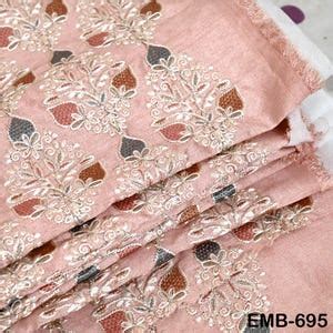 Buy Embroidered Fabric by the Yard Sewing DIY Crafting Indian ...
