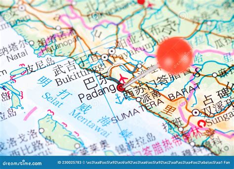 Padang, an Indonesian City Marked by a Tack on the Map Editorial Stock Photo - Image of overseas ...