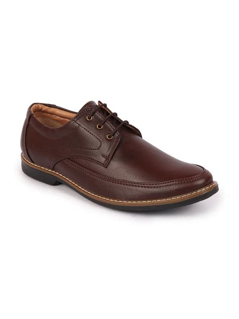 Shop Men Brown Formal Lace-Up Derby Uniform Dress Shoes Online