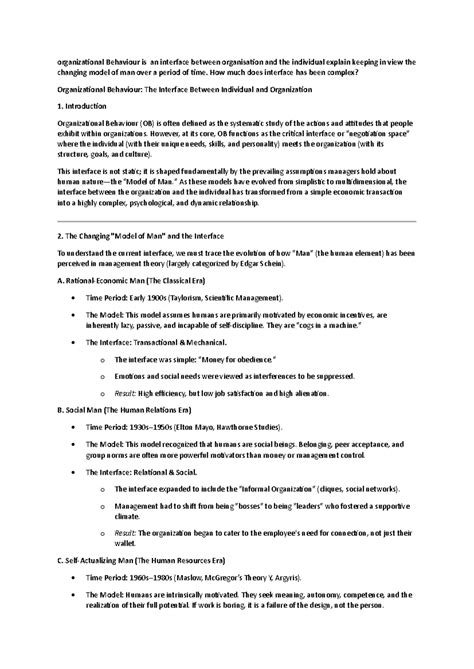 Organizational Behaviour (OB): Understanding the Complex Interface ...