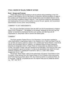 Superior Court Rules of Civil Procedure - DC Courts Homepage / superior ...