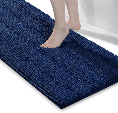 Amazon.com: Plush Navy Blue Bathroom Rugs Absorbent Bath Mats for ...