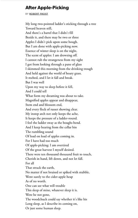 [Poem] After Apple-Picking by Robert Frost : r/Poetry