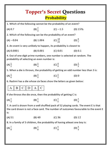 Image result for Probability Class 10 Exercise