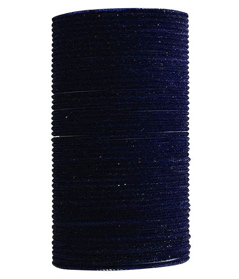 Buy The Golden Cascade Black Blue Velvet Metal Bangle/Chudi set for ...