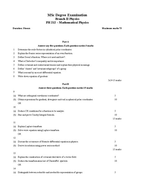 MSc physics - MSc Degree Examination Branch II Physics PH 212 ...