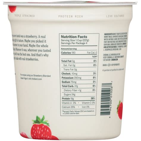 Chobani Strawberry Nutrition Information - Nutrition Information
