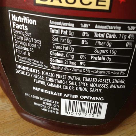 Barbeque Sauce Nutrition Facts at Harry Stedman blog