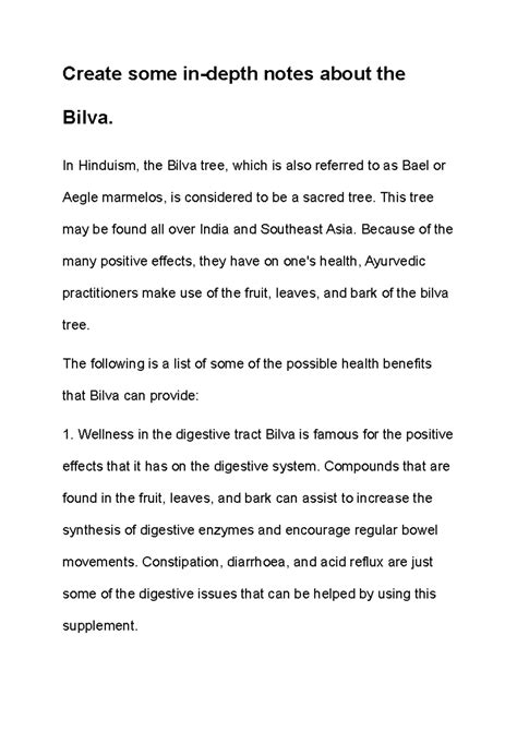 Create some in-depth notes about the Bilva - In Hinduism, the Bilva ...