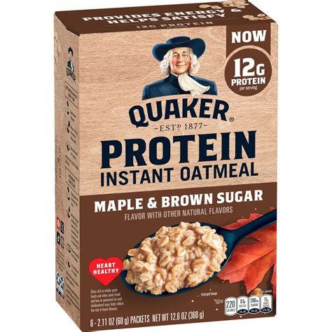 Quaker Instant Oatmeal, Protein MMF7 Maple Brown Sugar, 12g Protein, 12 ...