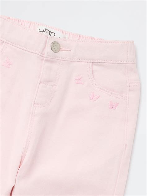 Buy HOP Baby Girls Pink Embroidered High-Rise Cotton-Blend Trousers ...