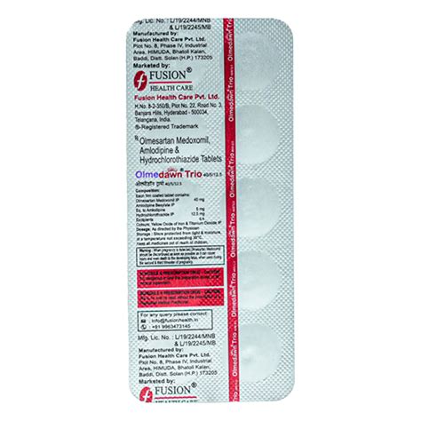 Olmedawn Trio 40/5/12.5 Tablet 10's Price, Uses, Side Effects ...