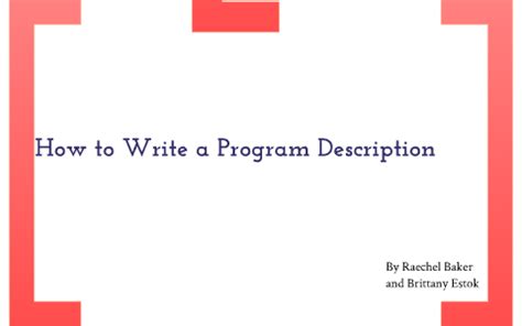 Image result for How to Write a Program Description