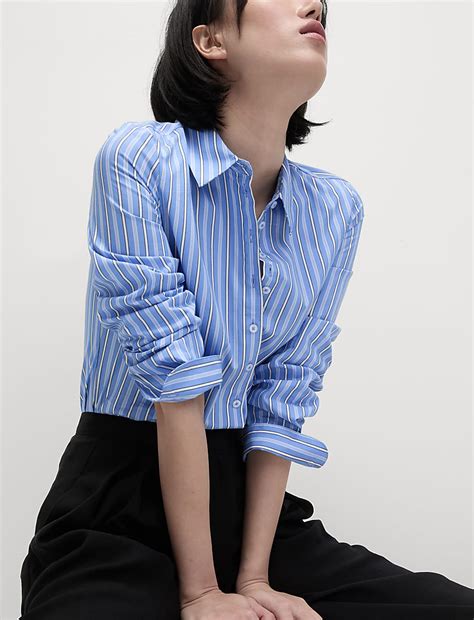 Buy Cotton Rich Striped Fitted Shirt at Marks & Spencer