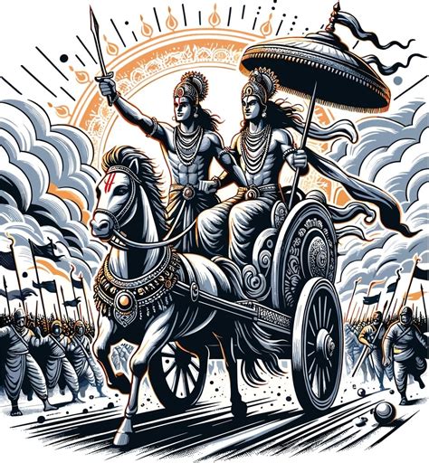 Soulhouse Mahabharata Arjuna & Krishna Battle Scene Poster | Anime Art ...