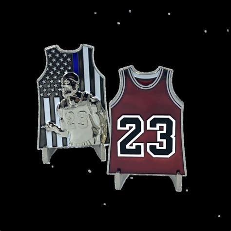Michael Jordan Chicago Bulls 23 Jersey Thin Blue Line Challenge Coin ...