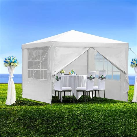 ANTSKU 10'x10' Waterproof Outdoor Party Tent, White Canopy with ...