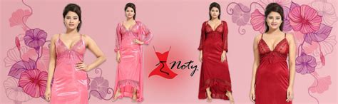Buy Noty Women's Satin Solid Maxi Nighty (Pack of 2) (AB02, maroon ...
