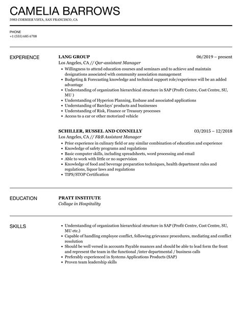 Assistant Manager Resume Samples | Velvet Jobs