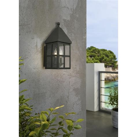 EGLO Creston Creek 1-Light 14.37-in Black Outdoor Wall Light in the ...