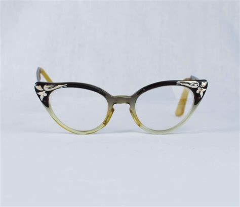 Vintage Cat Eye Horn Rim Glasses, 1950s Women's Eyewear with Aluminum ...