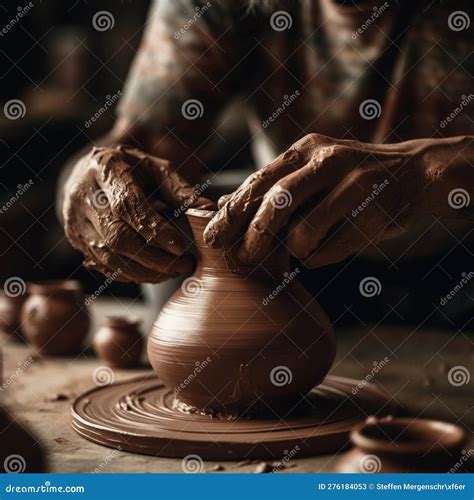 Potters Hands Molding Clay Vase Stock Illustration - Illustration of ...