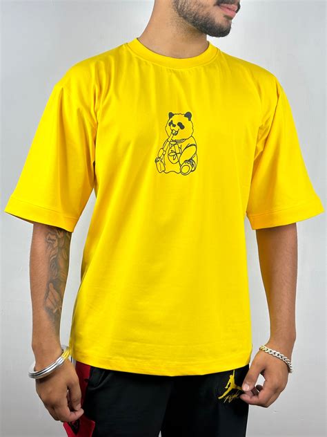 Colorful PANDA Oversized T-Shirts: Yellow: Sunny Retro Fun – CIVIES