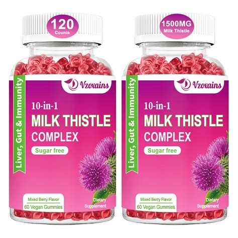 Buy 1500mg Milk Thistle Gummies, 10-in-1 al Formula for Liver Cleanse ...