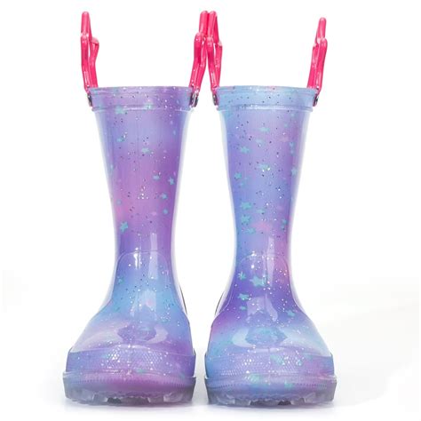 EUXTERPA Toddler Kids Light Up Rain Boots Girls Glitter Purple ...