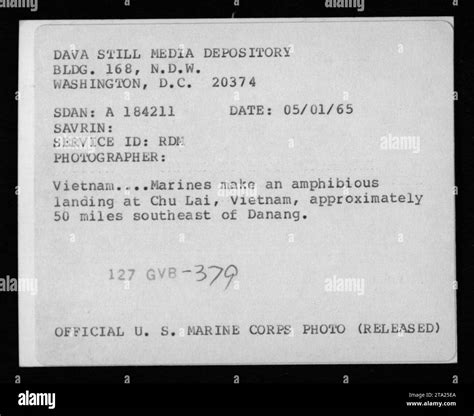 "A group of US Marines conducting an amphibious landing at Chu Lai ...