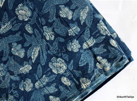 By the Yard Floral Print Fabric Indigo Blue Fabric Indian - Etsy India