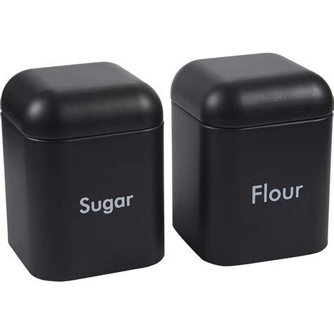 "Juvale Airtight Black Canisters for Flour and Sugar, Metal Storage ...