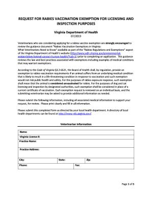 VA VDH Request For Rabies Vaccination Exemption For Licensing And ...
