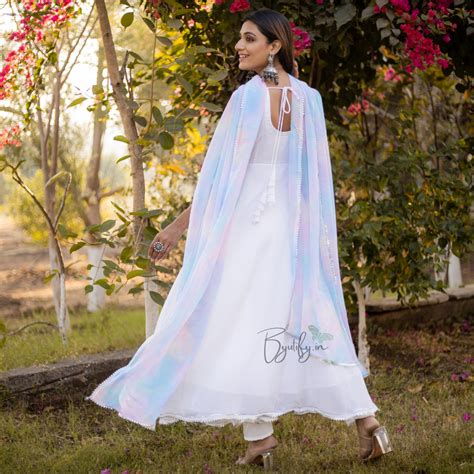Pure White Anarkali With Pastel Shade Dupatta – Byutify.in